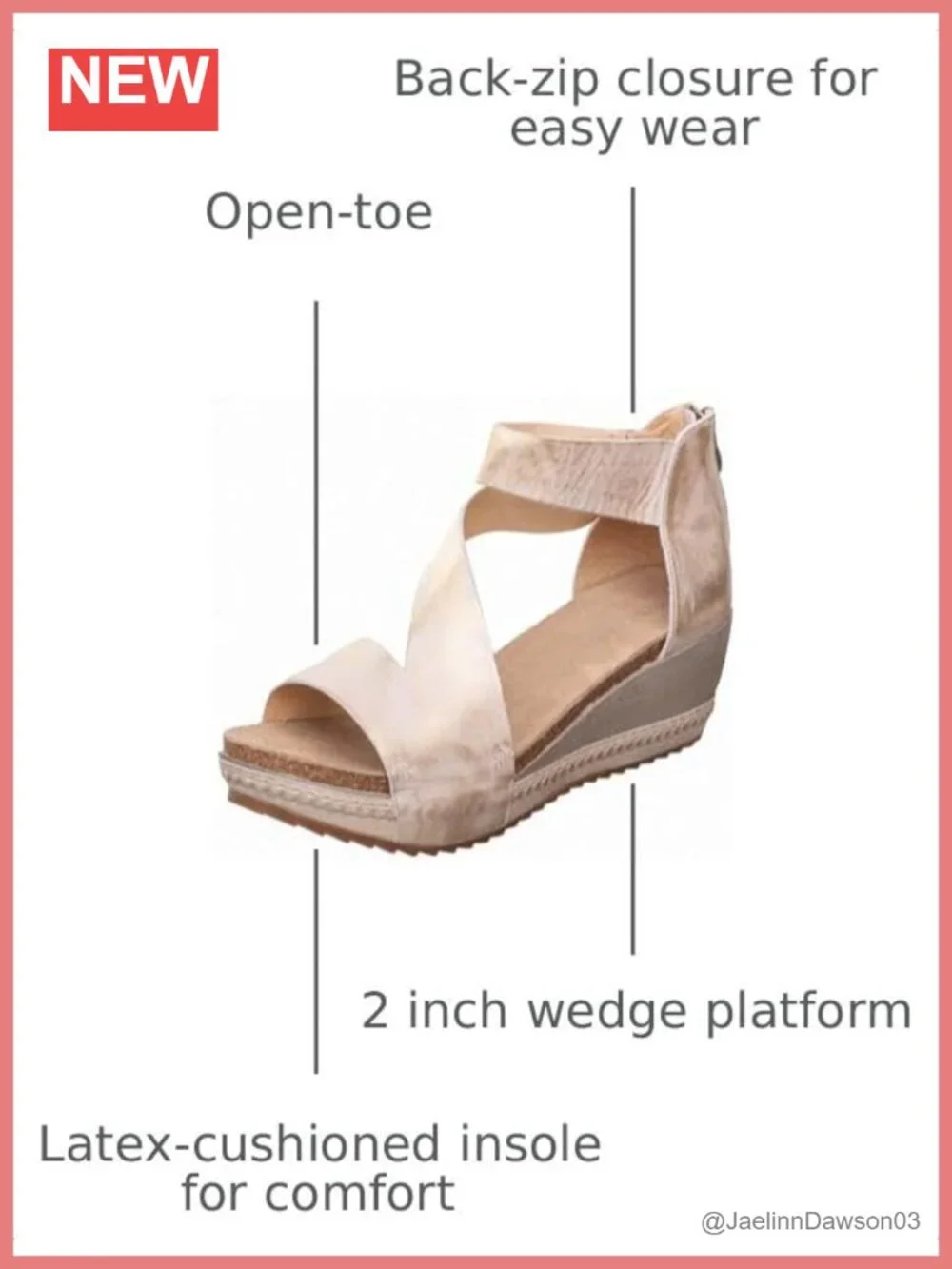 Women's Leather Wedge Sandals Ankle Strap Open Toe 2in Heel Zip